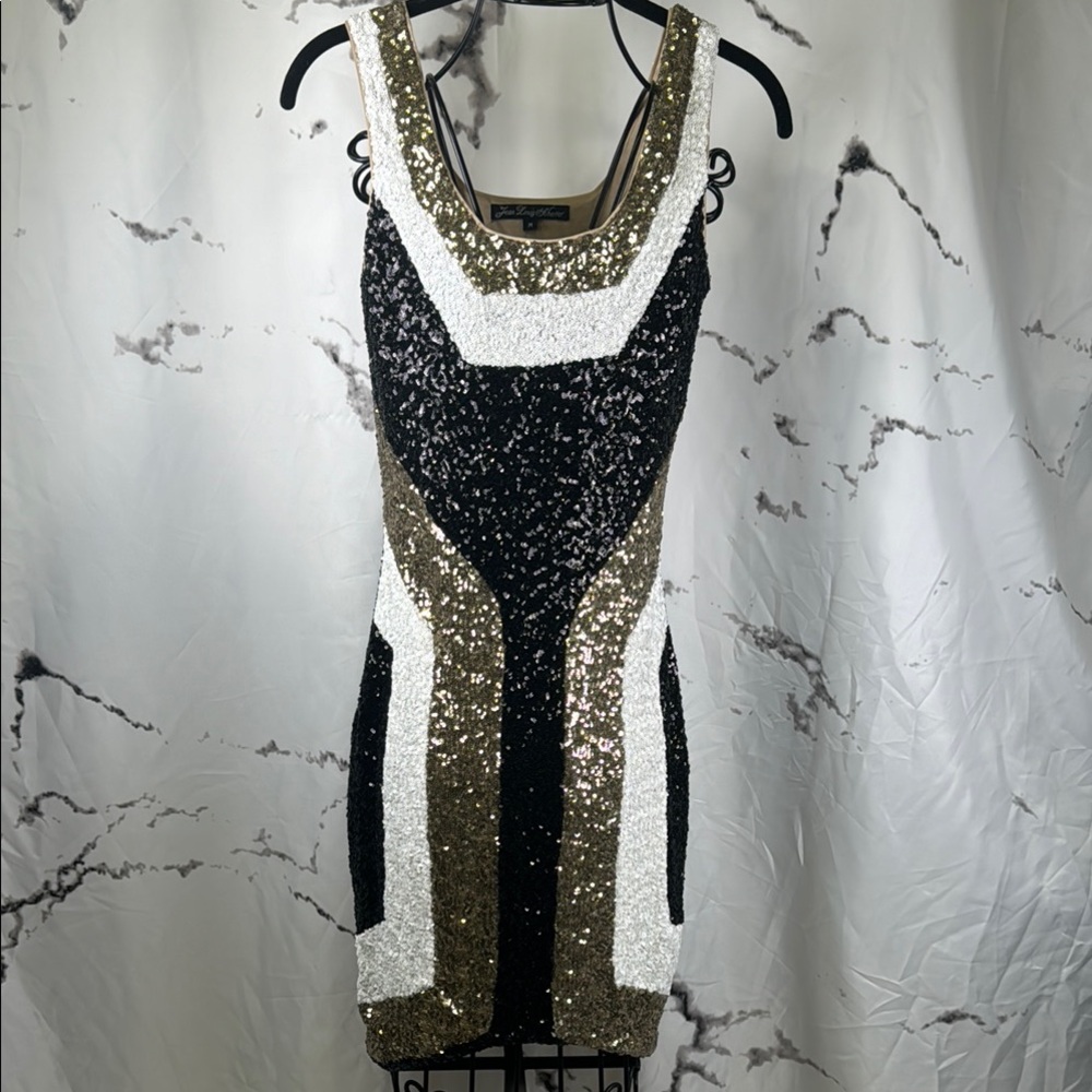 Jean Louis Scherrer Sequin Dress Bodycon Cocktail Evening Pullover Stretch